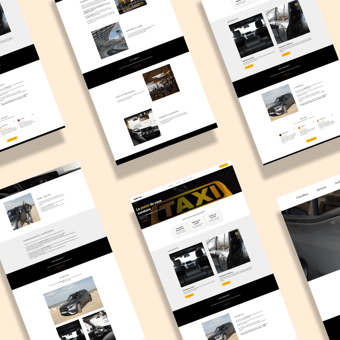 Mockups de présentation du site agm-taxi.com
