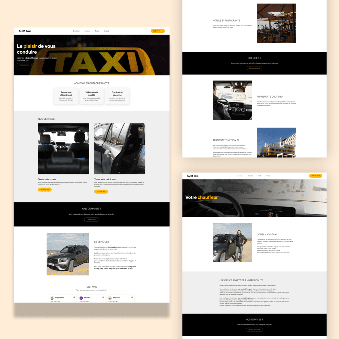 Mockups de présentation du site agm-taxi.com
