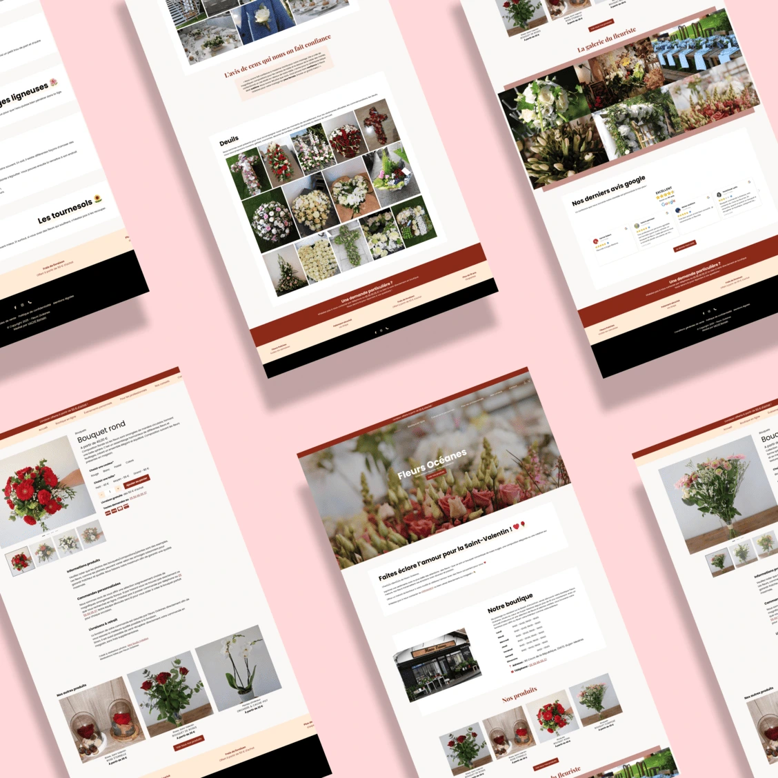 Mockups de présentation du site fleursoceanes.com