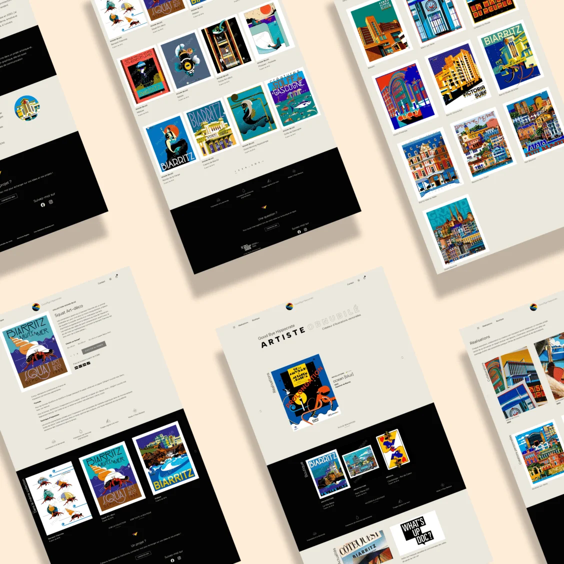 Mockups de présentation du site goodbyehippocrate.fr