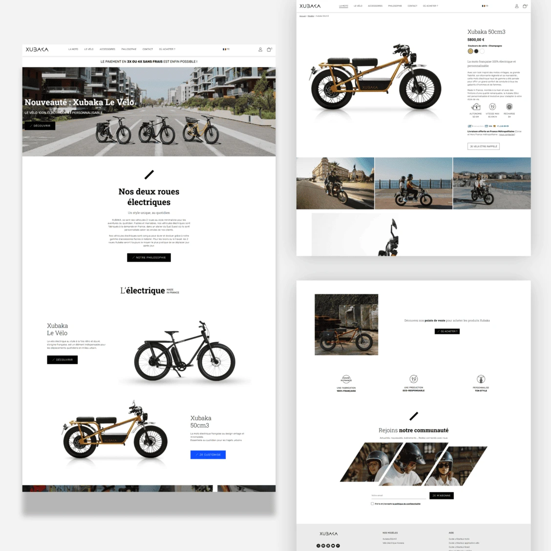 Mockups de présentation du site xubaka.com