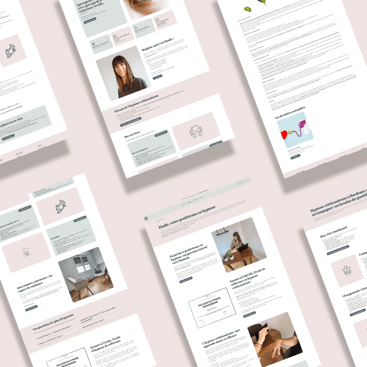 Mockups de présentation du site elodiejollyhypnose.fr
