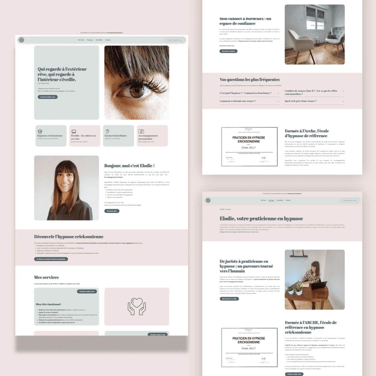 Mockups de présentation du site elodiejollyhypnose.fr