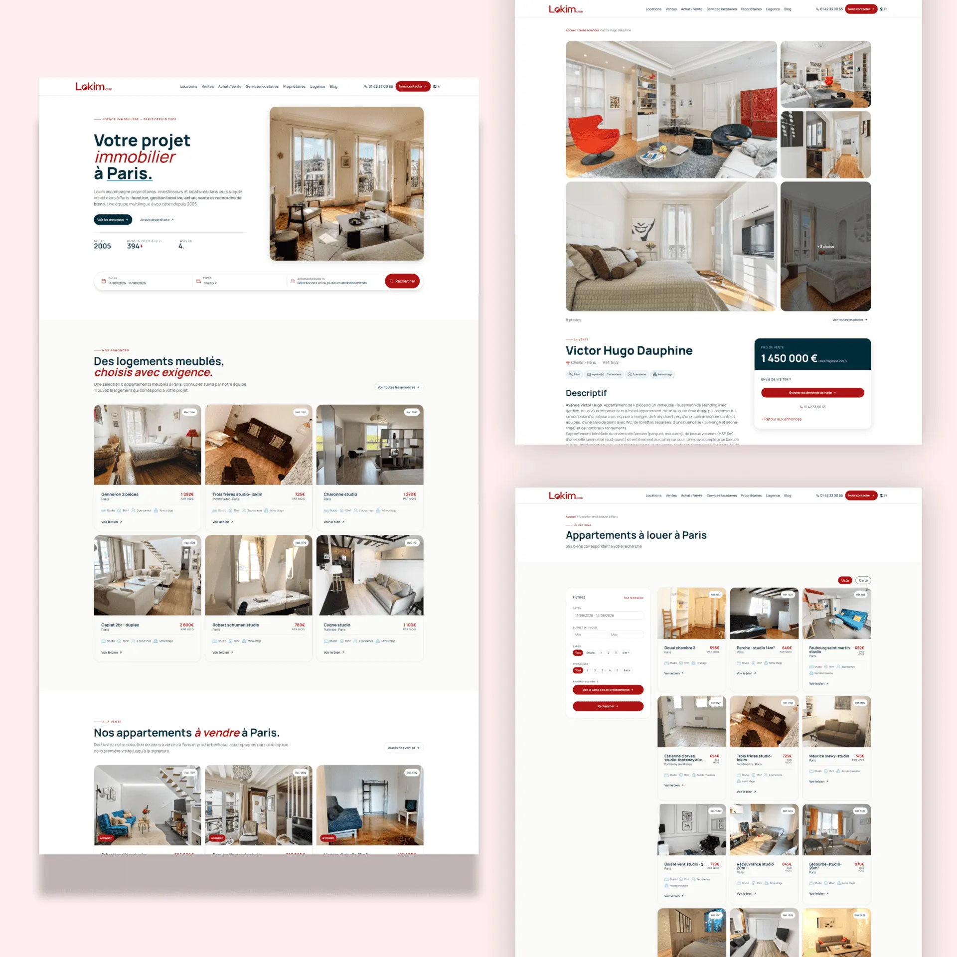 Mockups de présentation du site lokim.com